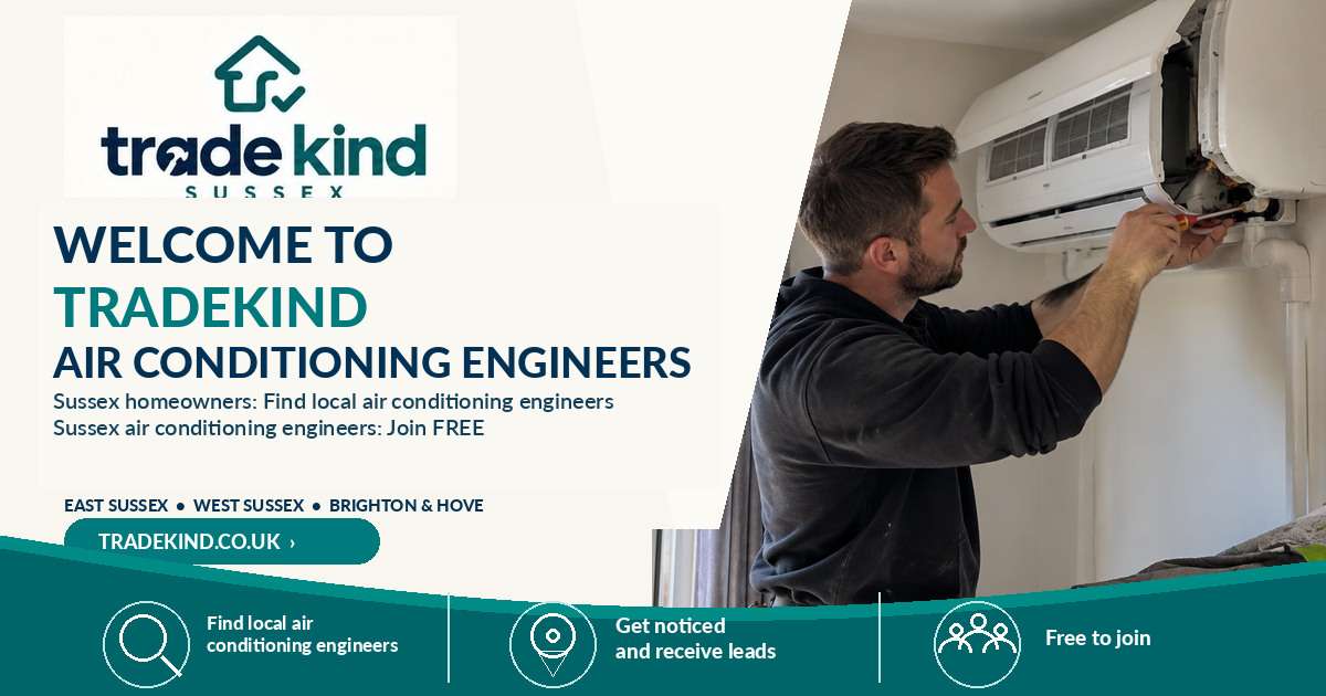 Air conditioning engineer surveying indoor and outdoor unit positions at a UK home