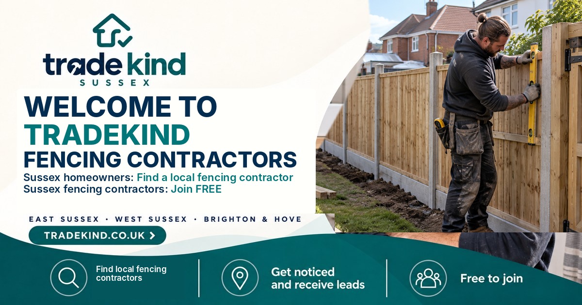 Fencing contractor setting a new fence post in a UK residential garden