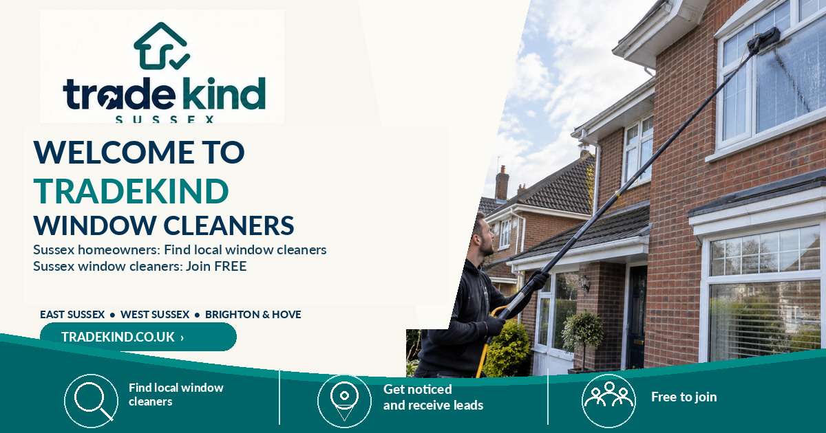Window cleaner using a water-fed pole on upper windows of a UK house