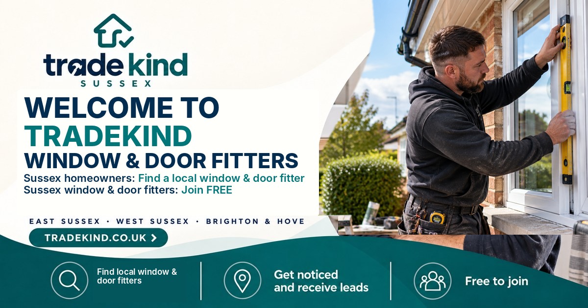 Window and door fitter checking a replacement window opening in a UK home